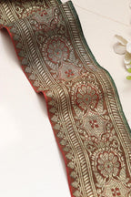 Orange Banarasi Handloom Vintage Pure Silk Border Lace ( 1 Mtr ) - Luxurion World