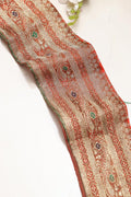 Orange Banarasi Handloom Vintage Pure Silk Border Lace ( 1 Mtr ) - Luxurion World