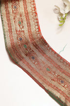 Orange Banarasi Handloom Vintage Pure Silk Border Lace ( 1 Mtr ) - Luxurion World
