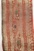Orange Banarasi Handloom Vintage Pure Silk Border Lace ( 1 Mtr ) - Luxurion World