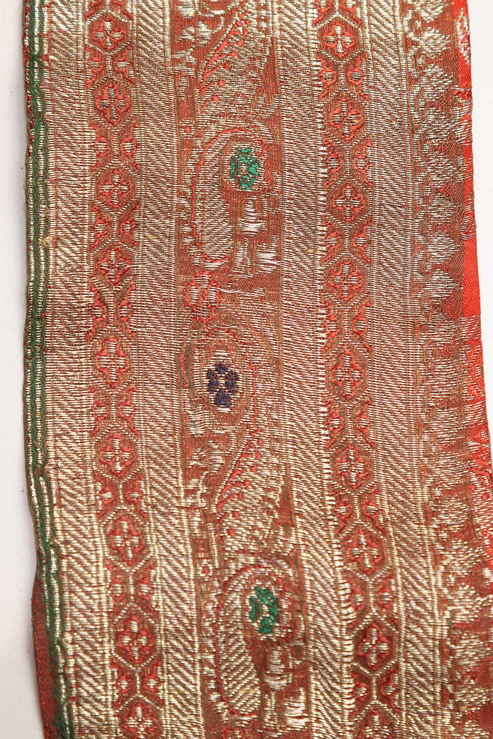 Orange Banarasi Handloom Vintage Pure Silk Border Lace ( 1 Mtr ) - Luxurion World