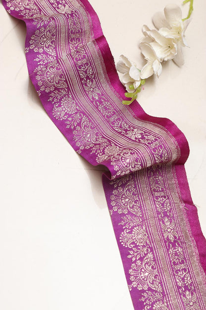 Pink Banarasi Handloom Vintage Pure Silk Border Lace ( 1 Mtr ) - Luxurion World