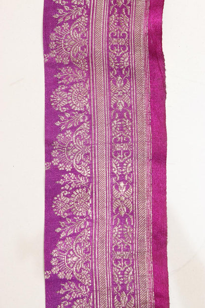 Pink Banarasi Handloom Vintage Pure Silk Border Lace ( 1 Mtr ) - Luxurion World