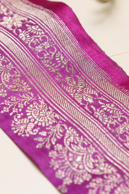 Pink Banarasi Handloom Vintage Pure Silk Border Lace ( 1 Mtr ) - Luxurion World
