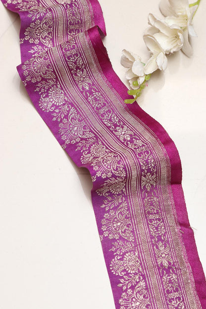 Pink Banarasi Handloom Vintage Pure Silk Border Lace ( 1 Mtr ) - Luxurion World