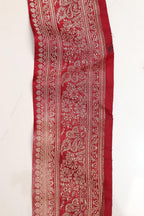 Red Banarasi Handloom Vintage Pure Silk Border Lace ( 1 Mtr ) - Luxurion World