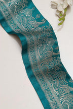 Blue Banarasi Handloom Vintage Pure Silk Border Lace ( 1 Mtr ) - Luxurion World