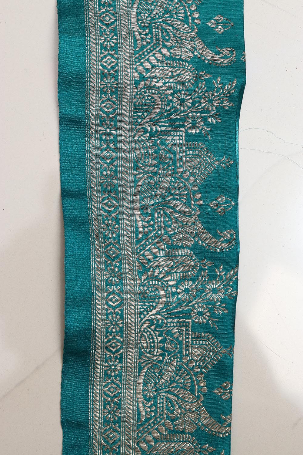 Blue Banarasi Handloom Vintage Pure Silk Border Lace ( 1 Mtr ) - Luxurion World