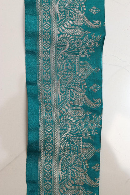Blue Banarasi Handloom Vintage Pure Silk Border Lace ( 1 Mtr ) - Luxurion World