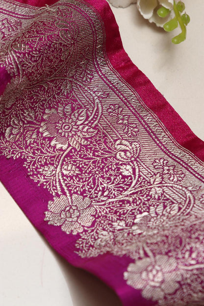 Pink Banarasi Handloom Vintage Pure Silk Border Lace ( 1 Mtr ) - Luxurion World