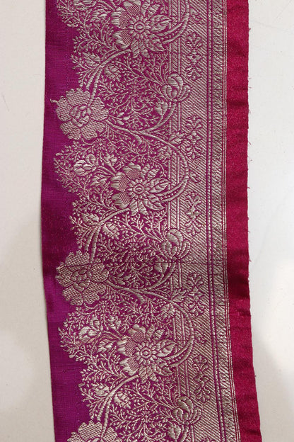 Pink Banarasi Handloom Vintage Pure Silk Border Lace ( 1 Mtr ) - Luxurion World