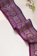 Exquisite Purple Banarasi Handloom Vintage Pure Silk Border Lace ( 1Mtr ) - Luxurion World