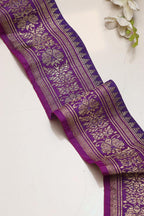 Exquisite Purple Banarasi Handloom Vintage Pure Silk Border Lace ( 1Mtr ) - Luxurion World