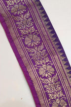 Exquisite Purple Banarasi Handloom Vintage Pure Silk Border Lace ( 1Mtr ) - Luxurion World