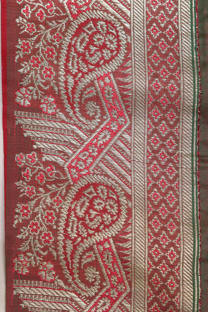 Maroon Banarasi Handloom Vintage Pure Silk Border Lace ( 1 Mtr ) - Luxurion World