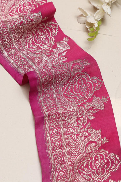Pink Banarasi Handloom Vintage Pure Silk Border Lace ( 1 Mtr ) - Luxurion World