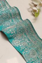 Blue Banarasi Handloom Vintage Pure Silk Border Lace ( 1 Mtr ) - Luxurion World