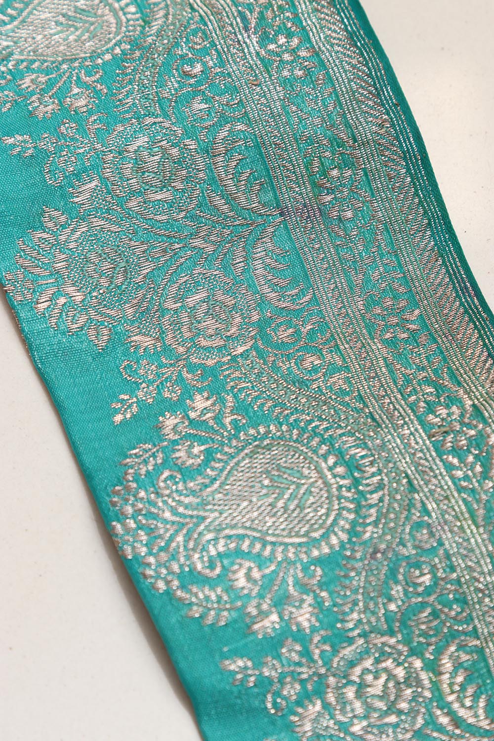 Blue Banarasi Handloom Vintage Pure Silk Border Lace ( 1 Mtr ) - Luxurion World