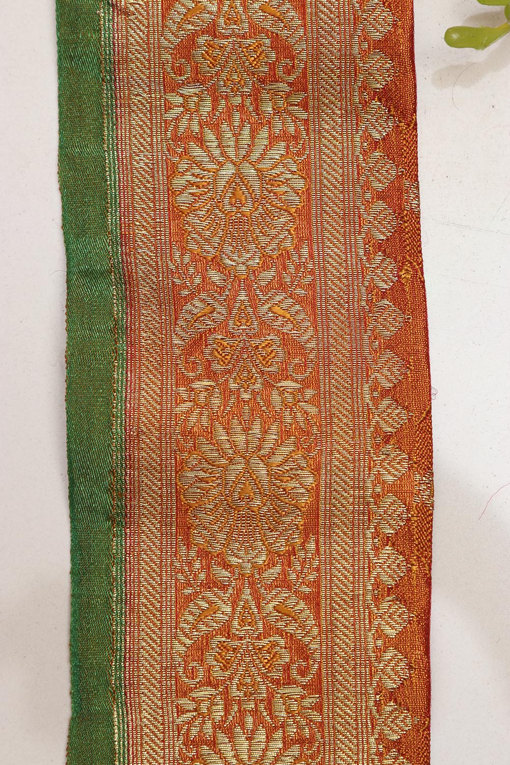 Orange Banarasi Handloom Vintage Pure Silk Border Lace ( 1 Mtr ) - Luxurion World