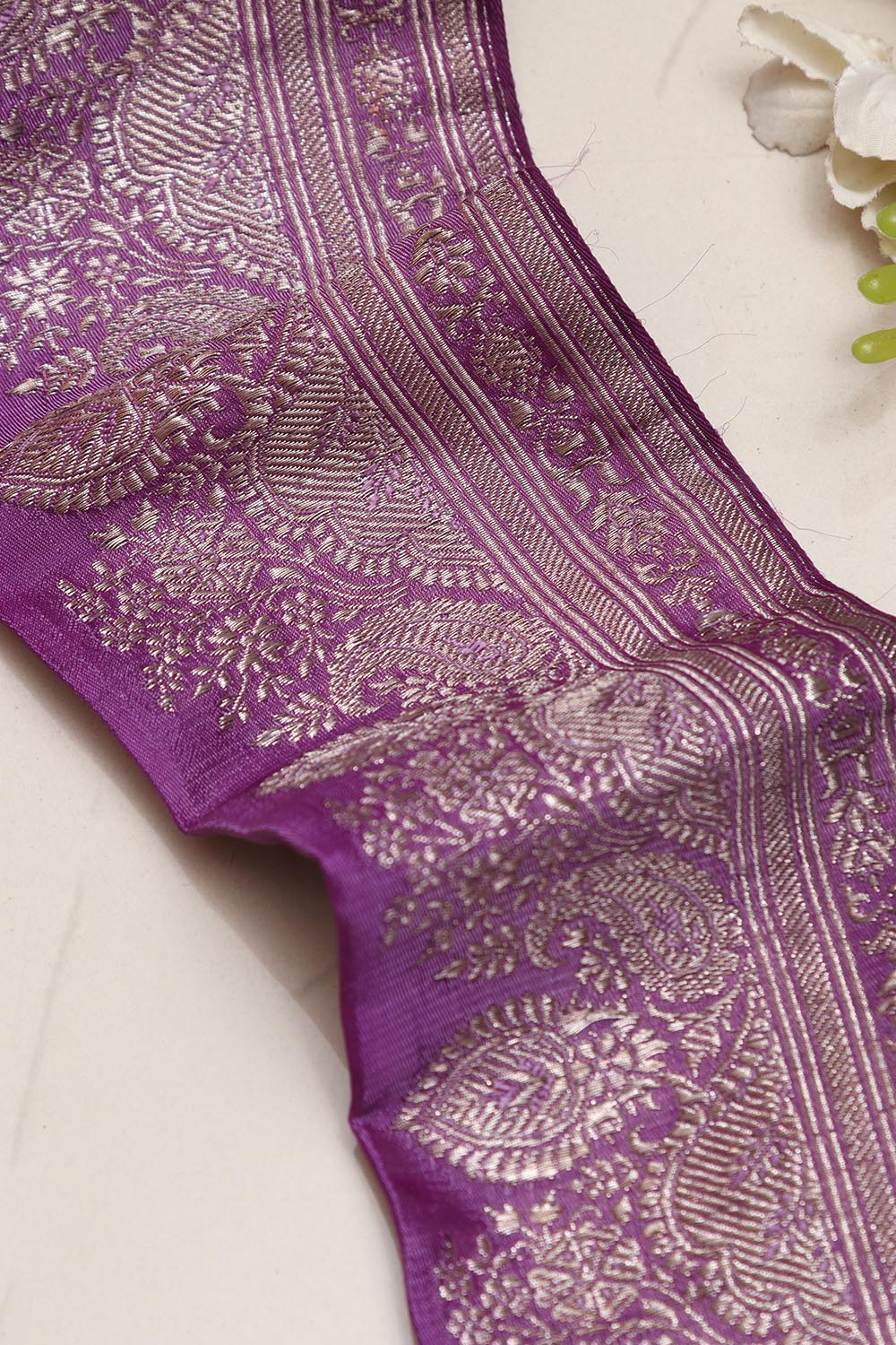 Exquisite Purple Banarasi Handloom Vintage Pure Silk Border Lace ( 1 Mtr ) - Luxurion World