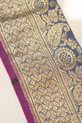 Blue Banarasi Handloom Vintage Pure Silk Border Lace - Luxurion World