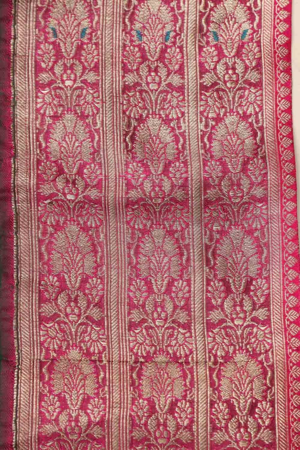 Pink Banarasi Handloom Vintage Pure Silk Border Lace (1 mtr) - Luxurion World