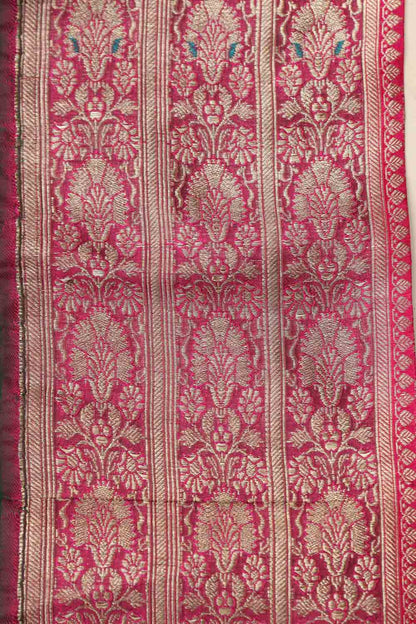 Pink Banarasi Handloom Vintage Pure Silk Border Lace (1 mtr) - Luxurion World