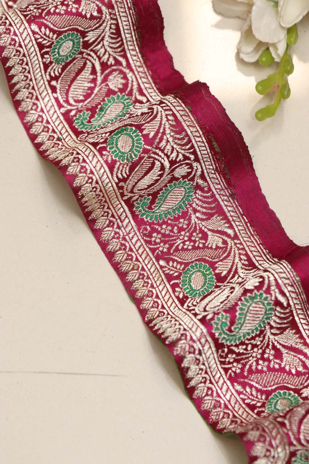 Pink Banarasi Silk Vintage Handloom Borders - Luxurion World