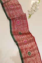 Red Banarasi Silk Vintage Handloom Borders - Luxurion World