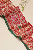 Red Banarasi Silk Vintage Handloom Borders - Luxurion World