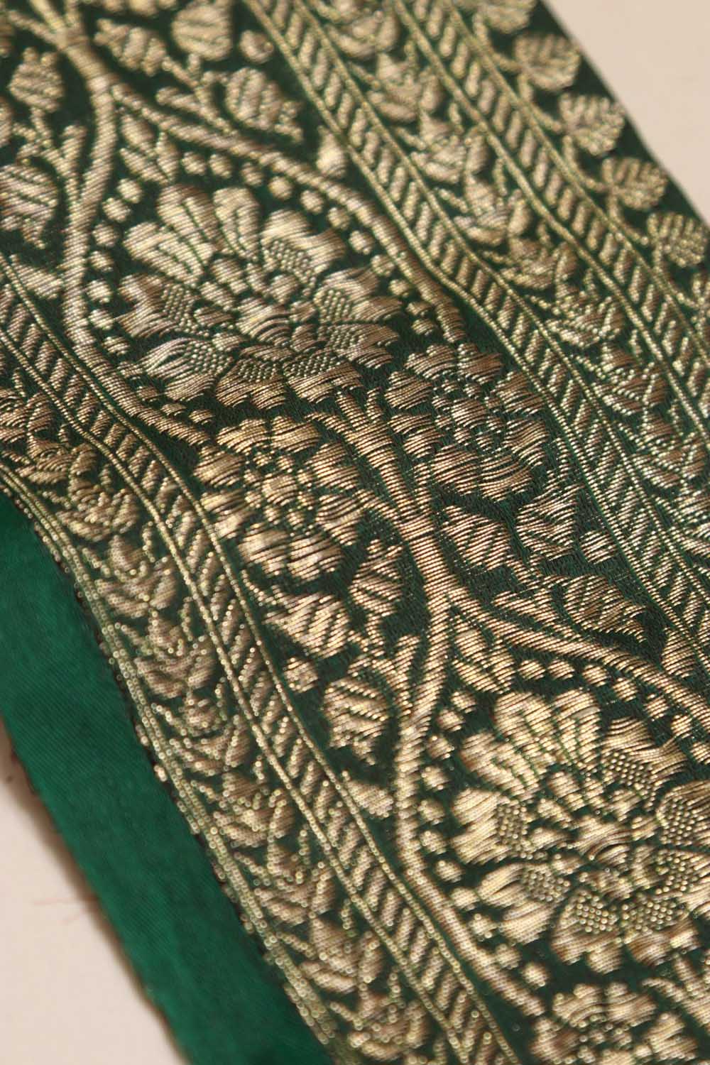 Green Banarasi Silk Vintage Handloom Borders - Luxurion World