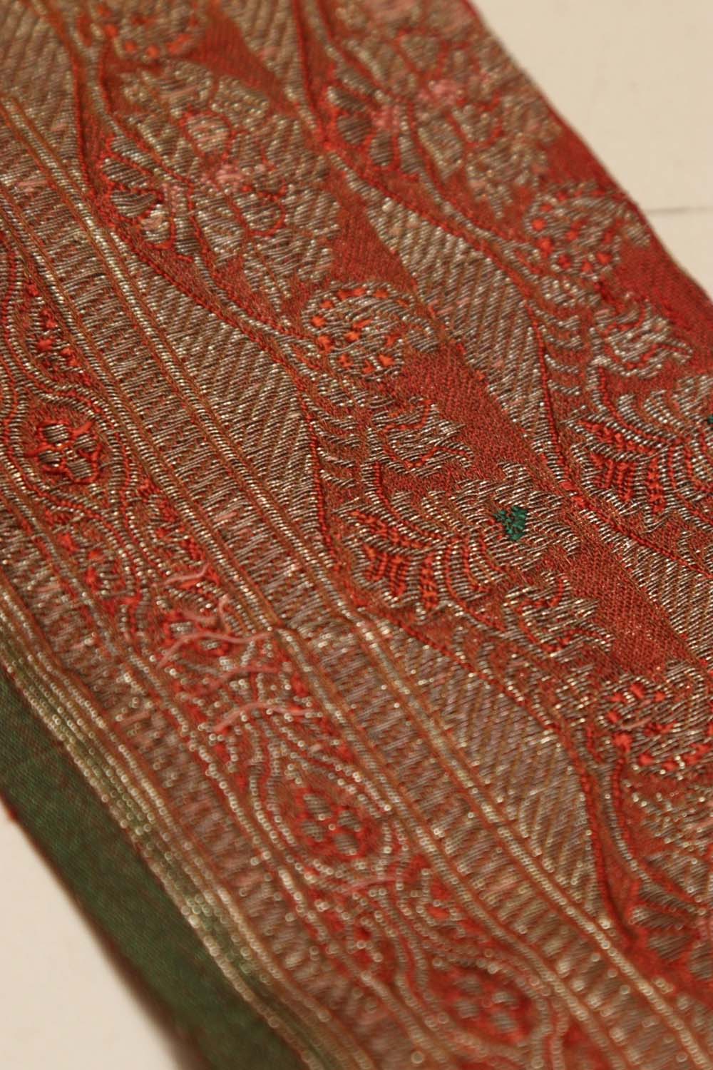Orange Banarasi Silk Vintage Handloom Borders - Luxurion World