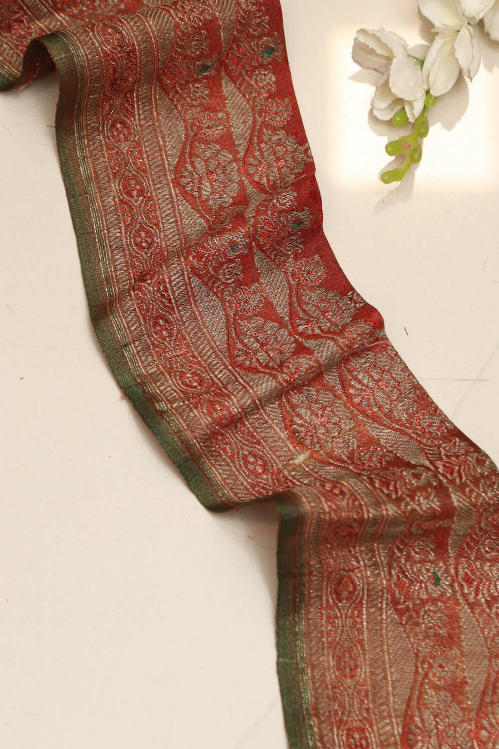 Orange Banarasi Silk Vintage Handloom Borders - Luxurion World