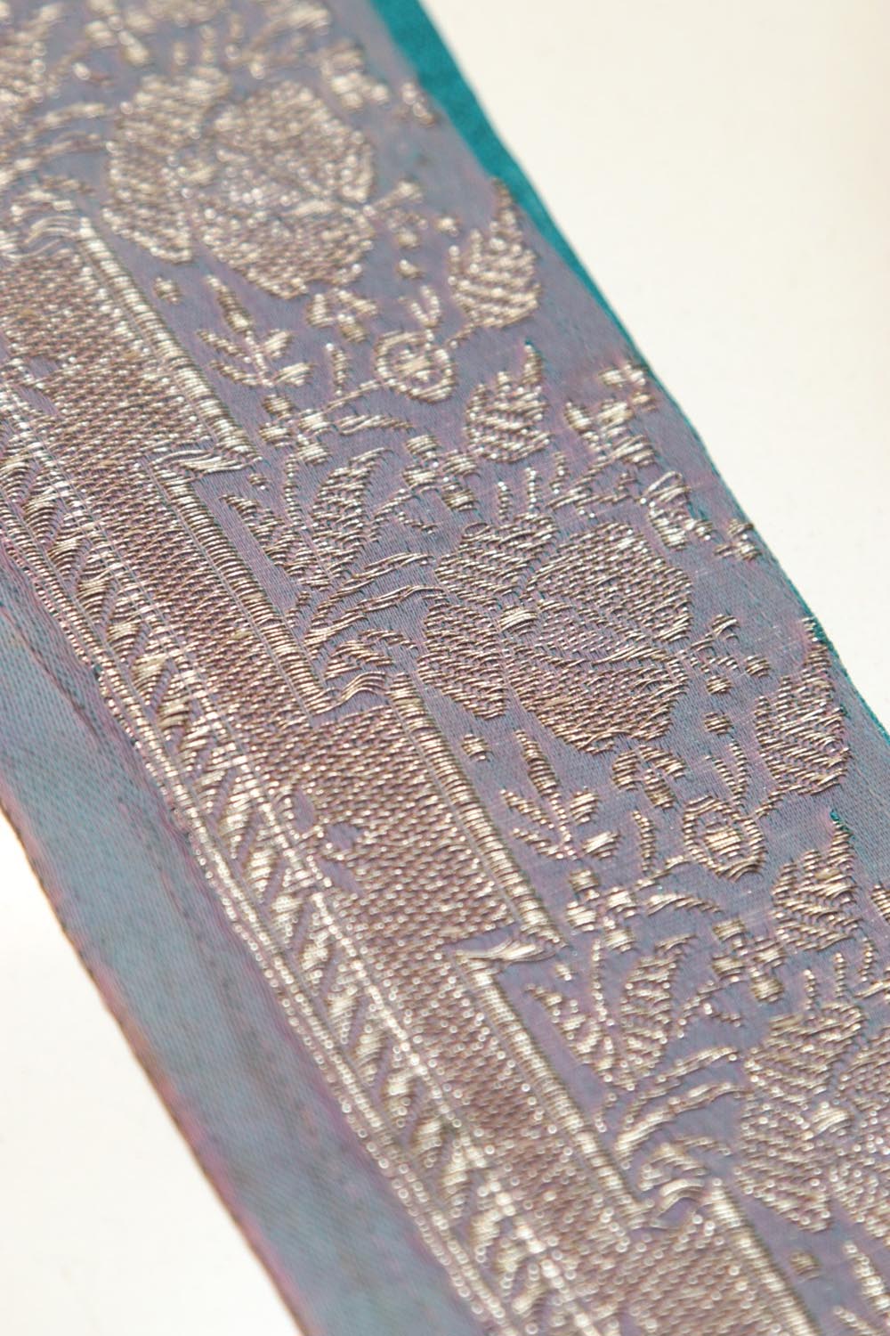 Grey Banarasi Silk Vintage Handloom Borders