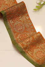 Orange Banarasi Silk Vintage Handloom Borders - Luxurion World