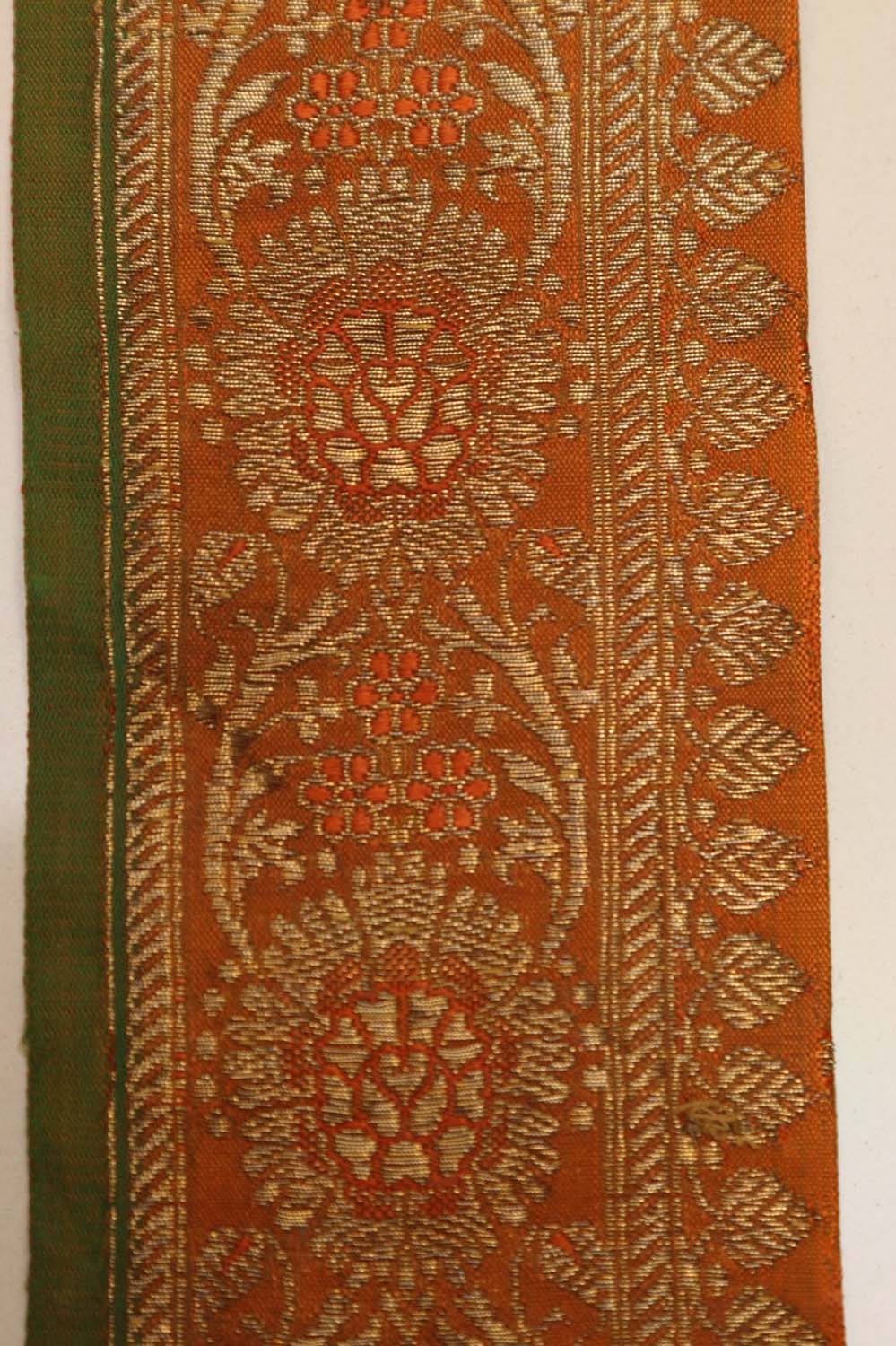 Orange Banarasi Silk Vintage Handloom Borders - Luxurion World