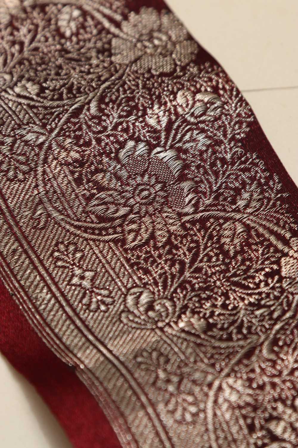 Maroon Banarasi Silk Vintage Handloom Borders (1 Mtr) - Luxurion World
