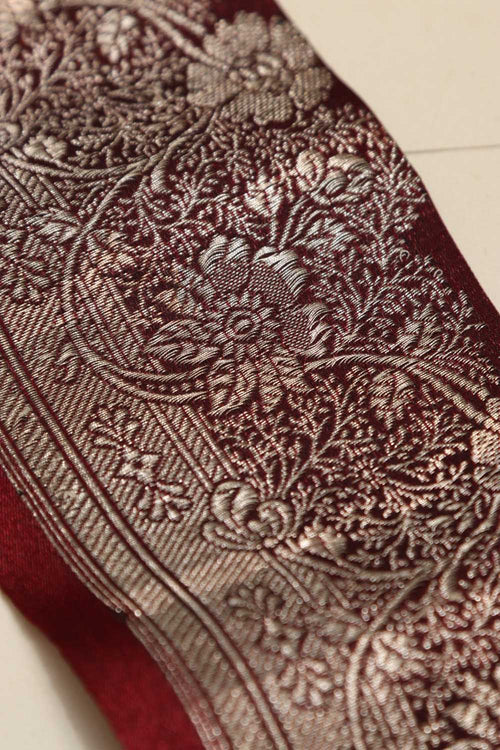 Maroon Banarasi Silk Vintage Handloom Borders (1 Mtr) - Luxurion World