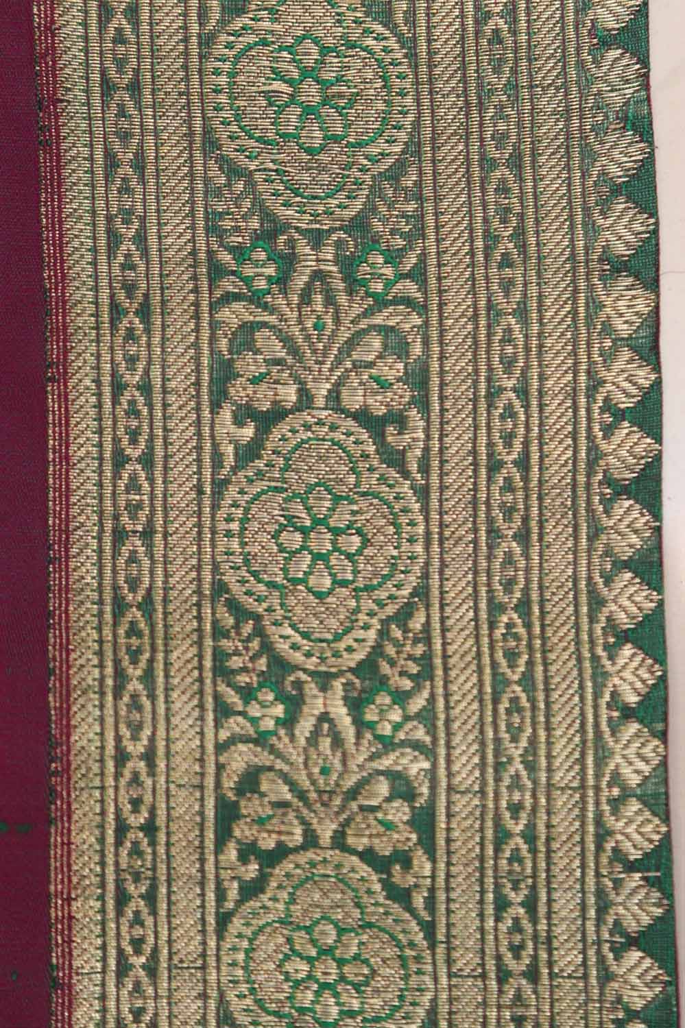 Green Banarasi Silk Vintage Handloom Borders (1 Mtr) - Luxurion World