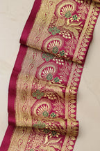 Pink Banarasi Handloom Vintage Pure Silk Border Lace ( 1 Mtr ) - Luxurion World