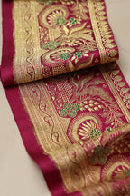 Pink Banarasi Handloom Vintage Pure Silk Border Lace ( 1 Mtr ) - Luxurion World