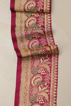 Pink Banarasi Handloom Vintage Pure Silk Border Lace ( 1 Mtr ) - Luxurion World