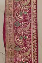 Pink Banarasi Handloom Vintage Pure Silk Border Lace ( 1 Mtr ) - Luxurion World