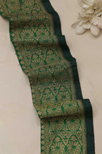 Green Banarasi Handloom Vintage Pure Silk Border Lace ( 1 Mtr ) - Luxurion World