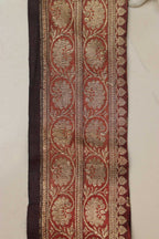Orange Banarasi Handloom Vintage Pure Silk Border Lace ( 1 Mtr ) - Luxurion World
