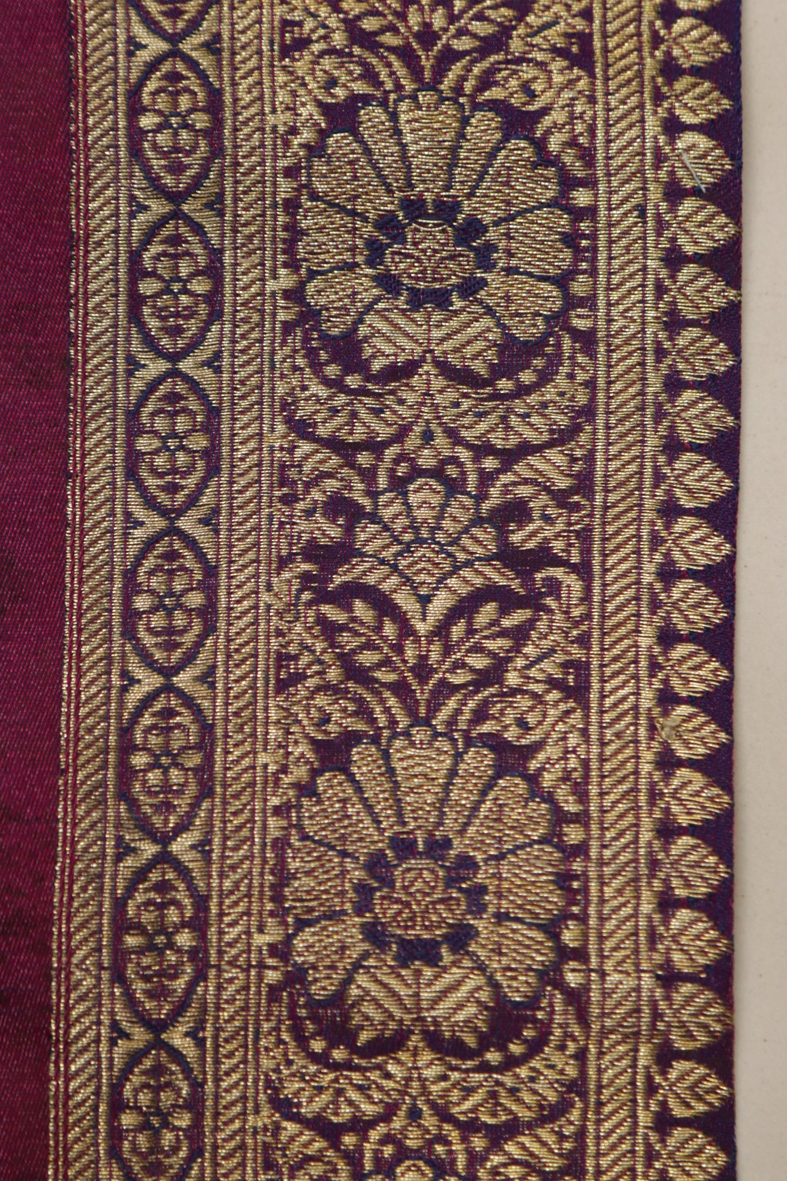 Purple Banarasi Handloom Vintage Pure Silk Border Lace ( 1 Mtr ) - Luxurion World