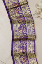 Purple Banarasi Handloom Vintage Pure Silk Border Lace ( 1 Mtr ) - Luxurion World