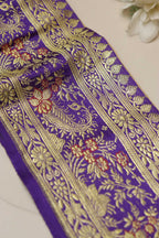 Purple Banarasi Handloom Vintage Pure Silk Border Lace ( 1 Mtr ) - Luxurion World