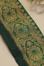 Green Banarasi Handloom Vintage Pure Silk Border Lace ( 1 Mtr ) - Luxurion World