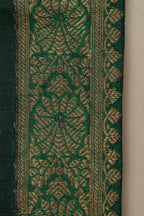 Green Banarasi Handloom Vintage Pure Silk Border Lace ( 1 Mtr ) - Luxurion World